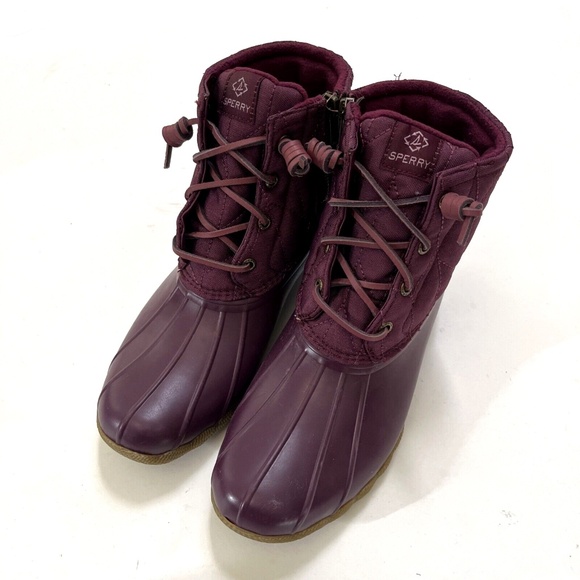 Sperry Saltwater Quilted Nylon Duck Boots Purple Waterproof Snow Winter SZ 9 NWO - Picture 3 of 9